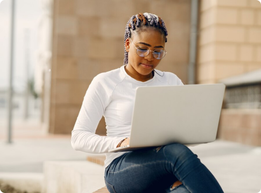 Student using laptop